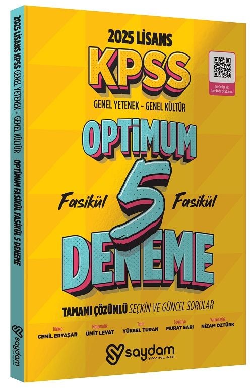 Saydam 2025 KPSS Genel Yetenek Genel Kültür Optimum 5 Deneme Fasikül Çözümlü Saydam Yayınları