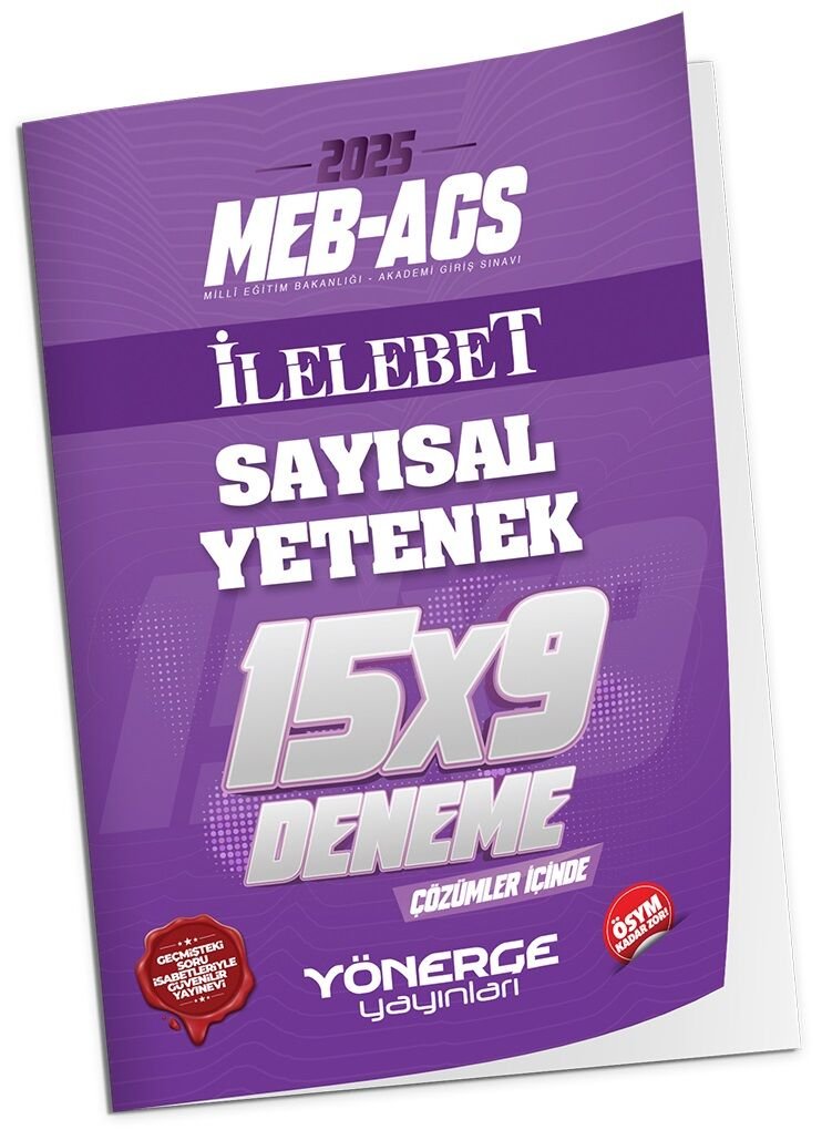 Yönerge 2025 MEB-AGS Sayısal Yetenek İLELEBET 15x9 Deneme Çözümlü Yönerge Yayınları