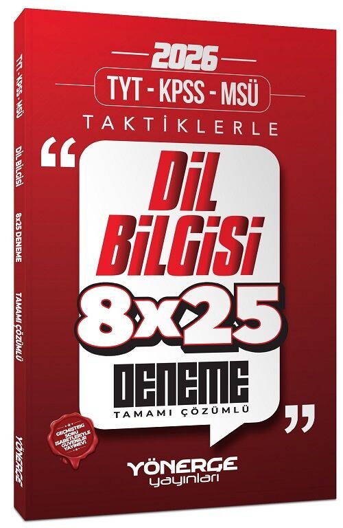 Yönerge 2026 TYT KPSS MSÜ Taktiklerle Dil Bilgisi 8x25 Deneme Çözümlü Yönerge Yayınları