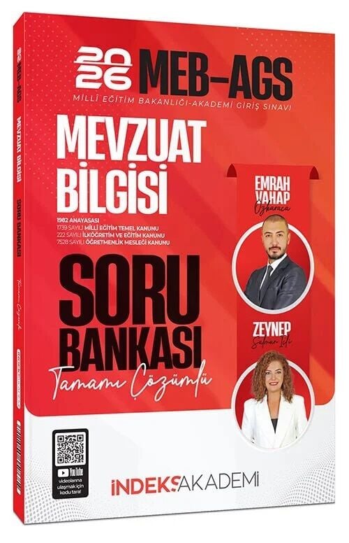 İndeks Akademi 2026 MEB-AGS Mevzuat Bilgisi Soru Bankası Çözümlü - Emrah Vahap Özkaraca, Zeynep Salman İçli İndeks Akademi Yayıncılık