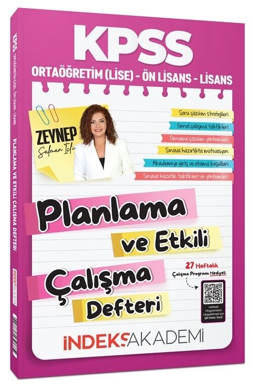 İndeks Akademi KPSS Planlama ve Etkili Çalışma Defteri - Zeynep Salman İçli İndeks Akademi Yayıncılık