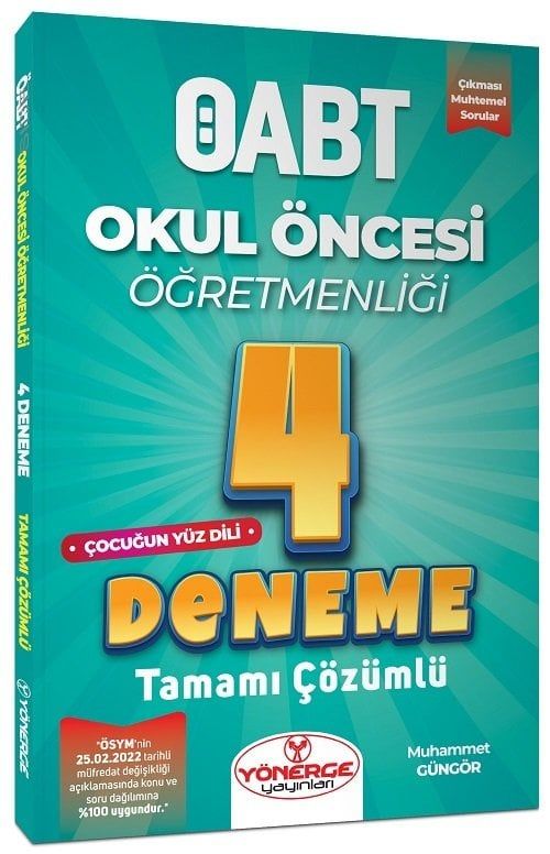 Yönerge ÖABT Okul Öncesi Çocuğun Yüz Dili 4 Deneme Çözümlü - Muhammet Güngör Yönerge Yayınları - İADESİZ